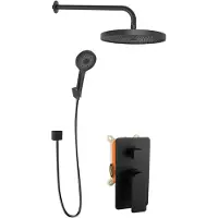 Kielle Vega - Doucheset met inbouwkraan, voor 2 toepassingen, met accessoires EcoSpare en hoofddeel, zwart 20618SP44