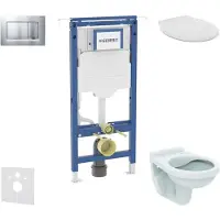 Geberit Duofix - Voorwandinbouwset, Alpha toilet met zitting, Sigma20 bedieningsplaat, mat chroom/chroom SANI11CD2104