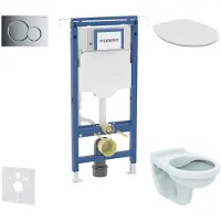 Geberit Duofix - Voorwandinbouwset, Alpha toilet met zitting, Sigma01 bedieningsplaat, glanzend chroom SANI11CD1104