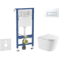 Geberit Duofix - Voorwand montageset, Nefia toilet en softclose zitting, Delta50 bedieningsplaat, alpine wit SANI11CA31114