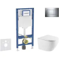 Geberit Duofix - Set voorwandinstallatie, Oudee toilet en softclose zitting, Sigma20 bedieningsplaat, staal SANI11CA1165