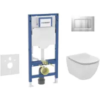 Geberit Duofix - Voorwand montageset, Tesi toilet en softclose zitting, Sigma20 bedieningsplaat, mat chroom/chroom SANI11CD2138