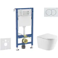 Geberit Duofix - Voorwand montageset, Nefia toilet en softclose zitting, Delta01 bedieningsplaat, alpine wit SANI11CA31109