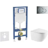 Geberit Duofix - Voorwand montageset, Gaia toilet en softclose zitting, Sigma01 bedieningsplaat, glanzend chroom SANI11CA1164
