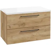 Kielle Vega - Kast inclusief blad onder de wastafel 80x50x46 cm, goud eiken/glans wit 50018S821