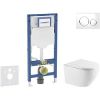 Geberit Duofix - Voorwand montageset, Oudee toilet en softclose zitting, Sigma20 bedieningsplaat, wit/chroom SANI11CA31118