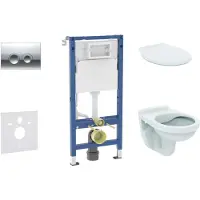Geberit Duofix - Voorwand montageset, Alpha toilet en wc zitting, Delta21 bedieningsplaat, glanzend chroom SANI11CD1141