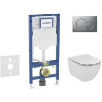 Geberit Duofix - Voorwand montageset, Tesi toilet en softclose zitting, Sigma01 bedieningsplaat, mat chroom SANI11CD2134