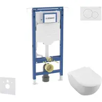 Geberit Duofix - Voorwandinbouwset, Villeroy & Boch toilet en zitting, Sigma01 bedieningsplaat, DirectFlush, SoftClose, CeramicPlus, alpine wit SANI11CK3113