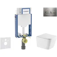 Geberit Kombifix - Voorwand montageset, Arkas I toilet en softclose-zitting, Sigma20 bedieningsplaat, roestvrij staal SANI15CA6112