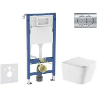 Geberit Duofix - Voorwandinstallatieset, Arkas I toilet en softclose zitting, Delta01 bedieningsplaat, glanzend chroom SANI11CA1172