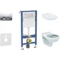 Geberit Duofix - Voorwand montageset, Alpha toilet en wc zitting, Delta35 bedieningsplaat, glanzend chroom SANI11CD1144