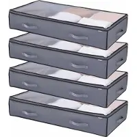 Vevor Onderbed Opbergtas 4-pack (996 x 500 x 180 mm) Onderbedcontainer met transparante deksels (90 L)