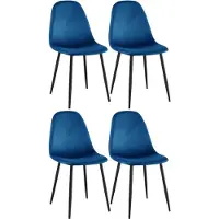 CLP Set van 4 eetkamerstoelen Napier, bekleed, geschikt tot 150 kg, blauw. Materiaal: fluweel