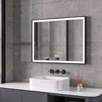 Quality Heating Spiegel voor de badkamer - Zwart - 30 Watt, 60x60 cm met LED-verlichting en anti-condensfunctie