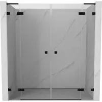 Mexen Lunar L Duo scharnierbare douchedeuren 190 , transparant, zwart - 834DL-190-000-70-00