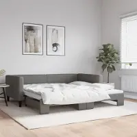 Prolenta Maison Exclusive - Uittrekbaar dagbed, donkergrijs, 100x200 cm, gestoffeerd