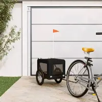 Prolenta Maison Exclusive - Fietsaanhanger voor honden, zwart, gemaakt van Oxford-stof en metaal