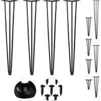 Relaxdays hairpin poten - set van 4 - meubelpoten - tafelpoten metaal zwart - vintage - 71 cm - 3 stangen