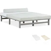 Homestyle4u Palletbed - 140x200 cm - Houten bed - met matras - Grijs