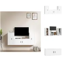 vidaXL Tv-kast - Tv-kasten - Tv-meubel - Hifi-meubel - 3-delige Tv-meubelset bewerkt hout wit