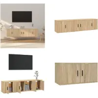 vidaXL 3-delige Tv-meubelset bewerkt hout sonoma eikenkleurig - Tv-kast - Tv-kasten - Tv-meubel - Hifi-meubel