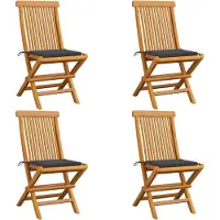 Syfax Klapstoelen met antracietkleurige kussens, 4 stuks, massief teakhout