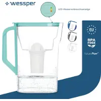 Wessper waterfilterkan, 2,7 liter. Compatibel met Brita Classic. Geschikt voor koelkastdeur. Met handmatige indicator voor filtervervanging. | Waterfilter AQUACLASSIC – Mintgroen