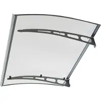 Vente-unique Luifel in aluminium 150 x 90 cm gebogen - grijs - NEONA