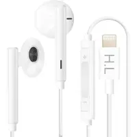 Avizar , Lightning-hoofdtelefoon met bedieningsknoppen voor het microfoon, wit