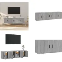 vidaXL 3-delige Tv-meubelset bewerkt hout grijs sonoma eikenkleurig - Tv-kast - Tv-kasten - Tv-meubel - Hifi-meubel