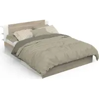 CBA Tweepersoonsbed Liva - 160x200cm - Met Opbergruimte - Wit/eikdecor - - Tweepersoons Bedkader - Wit; Bruin - Melamine; Spaanplaat Tweepersoons Normaal Bed