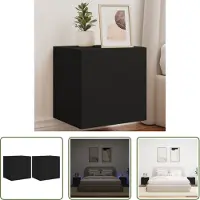 The Living Store Led-verlichting - Tv-wandkast - Tv-wandmeubelen met LED-verlichting 2 st 40,5x35x40 cm zwart - Tv-meubel - Houten Kast - Zwart