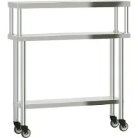 Syfax Keukenwerktafel met bovenschap 110x30x120 cm roestvrij staal