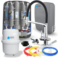 ARI RO7 Slim waterfilter, 7-traps omgekeerde osmose filter met 75 GPD capaciteit, mineralisatie en ionisatie, chromen keukenkraan