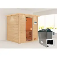 Karibu | Adelina Sauna met Dakkraag | Kachel 9 kW Externe Bediening
