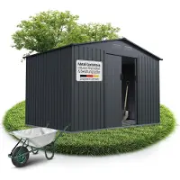 Juskys Metalen gereedschapsschuur / Tuinschuur / Berging XL - Incl. Funderingsframe - Donkergrijs