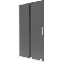 Mexen Velar L badwand tweevleugelige schuifbare 100 x 150 , grafiet, wit - 896-100-003-41-20