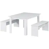 Vicco Eettafel set Sentio Wit 137.6 x 92.8 cm met 2 banken, Model 26501