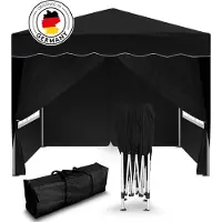Kronenburg Vouwtent Partytent 3 x 3m, Kleur Zwart - 4 Zijelementen - Waterdicht Pavillon - UV-bescherming 50