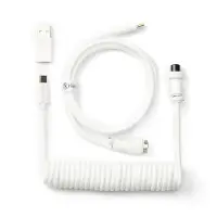 Keychron Aangepaste Gewonden Aviator USB-C Kabel, Wit, 5-Pin (GX12) Afneembare Metaalconnector