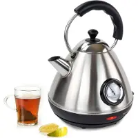 Syntrox Germany 1,7 l Edelstahl Wasserkocher mit Temperaturanzeige | Retro Marox
