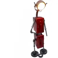 Gilde Casablanca Lamp, robotmodel, kleur: rood. Hoogte: 119 cm. Breedte: 40 cm. Diepte: 34 cm. Artikelnummer: 74940