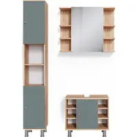 Vicco Badkamermeubel set Fynn, Groen, 3-delig
