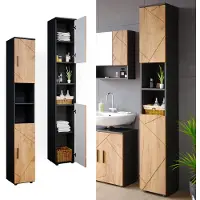 Vicco Badkamerkast Irma Eik goud/antraciet 30 x 192 cm, Model 36707