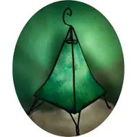 SIMANDRA Oosterse lamp, hennep lamp, Marokkaanse lederen lamp, tafellamp, vloerlamp, piramidevorm, effen kleur, 35-38 cm, groen