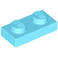 LEGO 100x 1x2 Platen 3023 - Platte steen, middenblauw