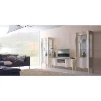 AEA Wohnwand Weiß Set Vitrine Wohnzimmer TV Ständer Holz Luxus Möbel