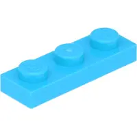 LEGO 1x3 Platte steen 3623 - 100 stuks, medium azuurblauw