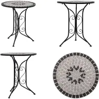 vidaXL Mozaïek bistrotafel, grijs, 61 cm, keramiek - Tafel - Tafels - Mozaïektafel - Mozaïektafels
